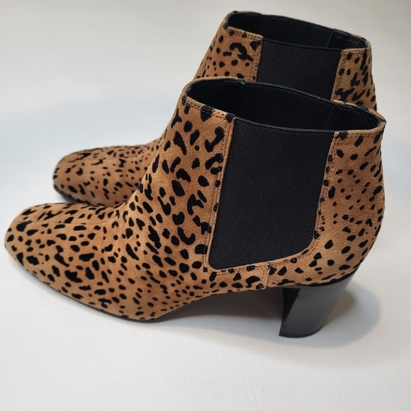 Rag & Bone Aslen ankle bootie tan black cheetah print leather block heel size 37 - Picture 4 of 9